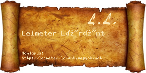 Leimeter Lóránt névjegykártya